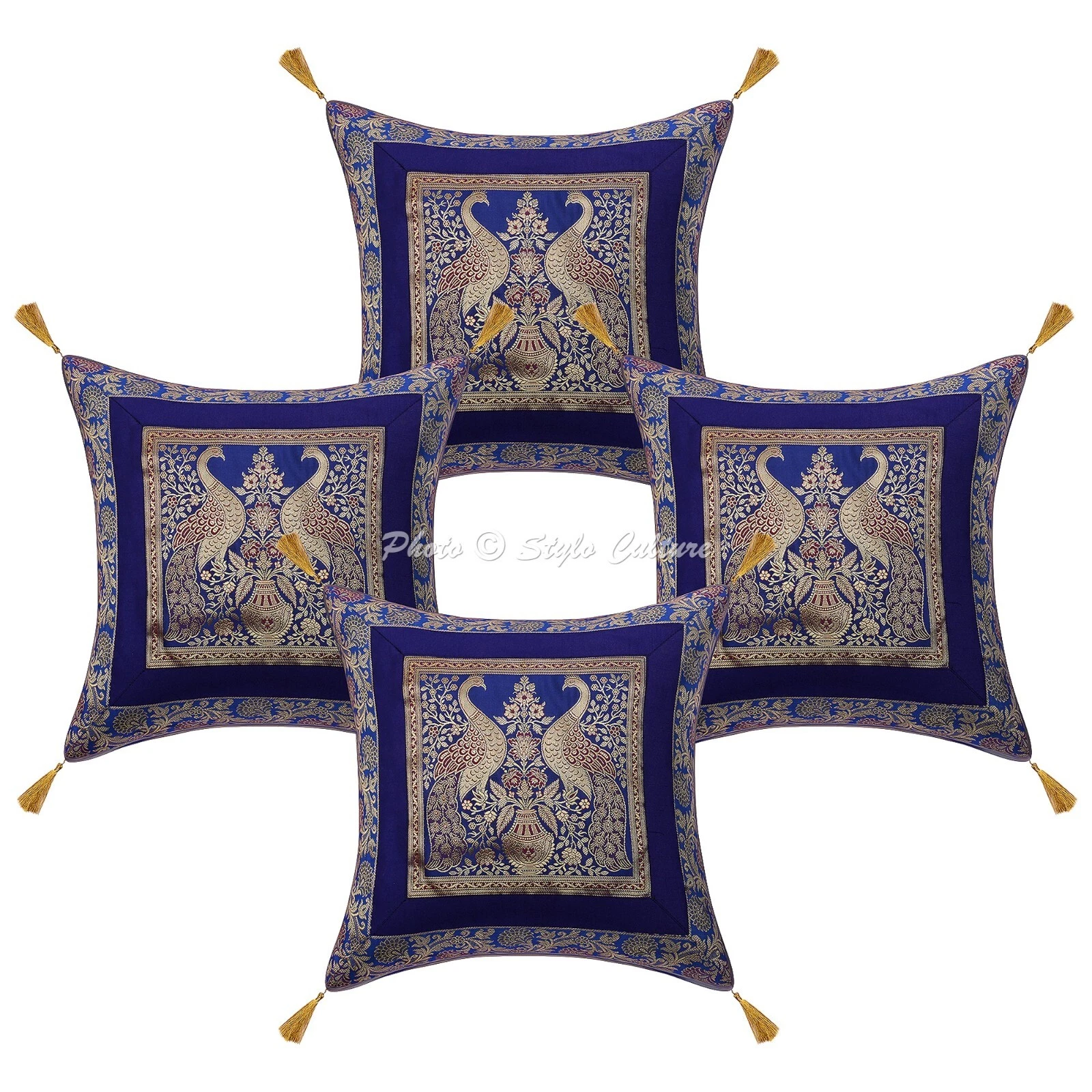 Home Decor 18 x 18 in Cushion Cover Brocade Jacquard Bohemian Pillow Case