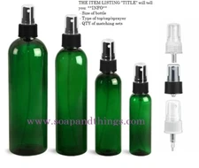 4 oz GREEN Bullet Plastic Bottle -PET-12 sets choice of SPRAYER caps FREE SHIPP