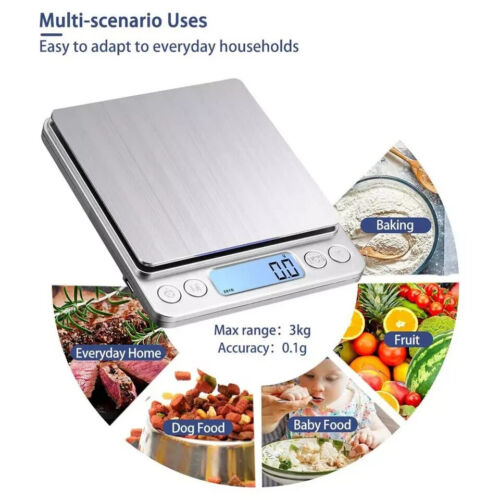 3KG Food Kitchen Scale, Digital Grams & Ounces for Weight Loss, Baking, Cooking image