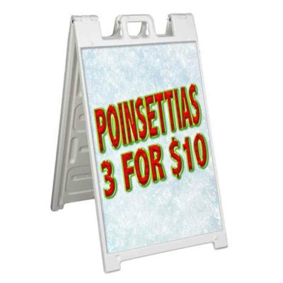 POINSETTAS 3 FOR $10 Signicade 24x36 Aframe Sidewalk Sign Banner Decal FLOWERS