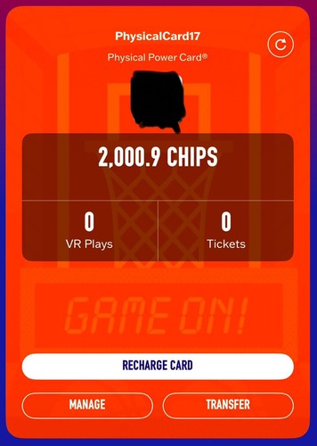 Dave and Buster's Power Card With 2000 Chips (READ DESCRIPTION)