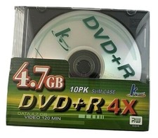 KHypermedia DVD-R 4X Recordable DVD Disc 10 Pack Slim Case 120 Min-Data 4.7 GB