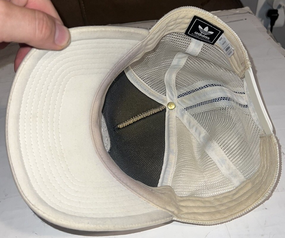 ADIDAS OTG 2.0 MESH TRUCKER MENS SNAPBACK HAT CREAM WHITE BLUE STRIPE