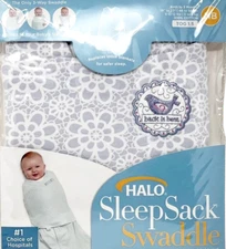 HALO SleepSack Swaddle Wearable Blanket Bird & Lilac Print NB Birth - 3 months