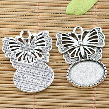 5pcs tibetan silver color butterfly oval cabochon settings EF2470