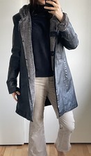 South Leather Coat With Hood And Faux Fur Size 14