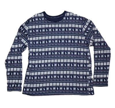 Polo Ralph Lauren Fair Isle Pajama Shirt Mens XL Cotton AOP Pony Snowflakes