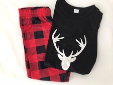Little Kid Holiday Reindeer Plaid Pajama Set Size 3-4 Unisex