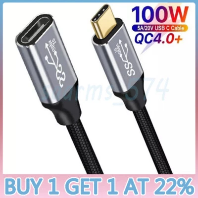 USB 3.1 Type-C Extension Cable USB-C Male to Female Charging 100W 4K 10Gbps Cord