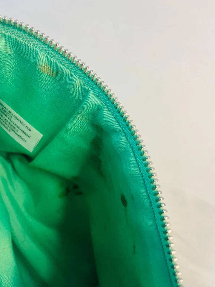 Kiehl's Travel Makeup Bag / Toiletry Pouch Case Green Striped - Image 2 of 3