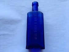 C1910 VINTAGE SULPHOLINE COBALT BLUE POISON BOTTLE