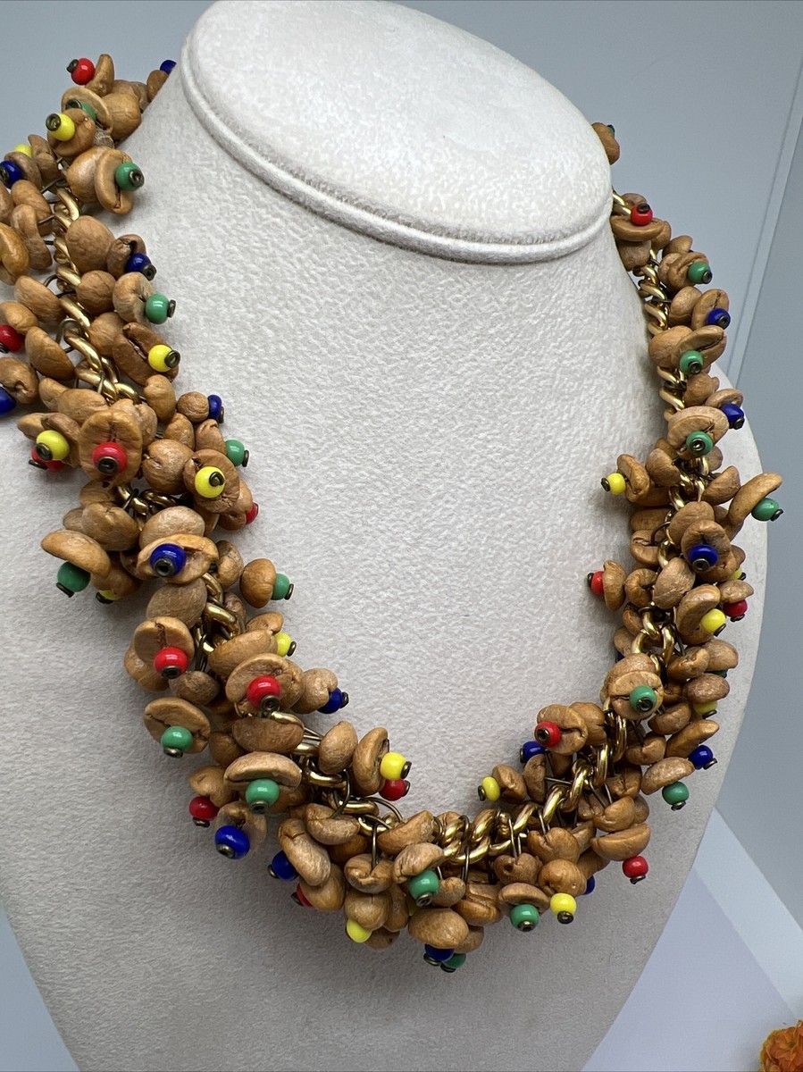 Vintage Handmade Multi Colored Glass Beads & Seeds 18” Necklace 7044