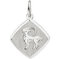 AnhäNger Sternzeichen Steinbock Aus 925 Silber Rhombus Teilmattiert Rhodiniert