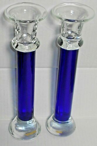 17 Crate & Barrel Dark Aqua Blue Clear Glass Tea Light  display picture 1