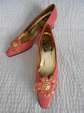 Vintage Juliana 1980's Salmon with Gold Tone Pumps Shoes Size 8M Made in Spain