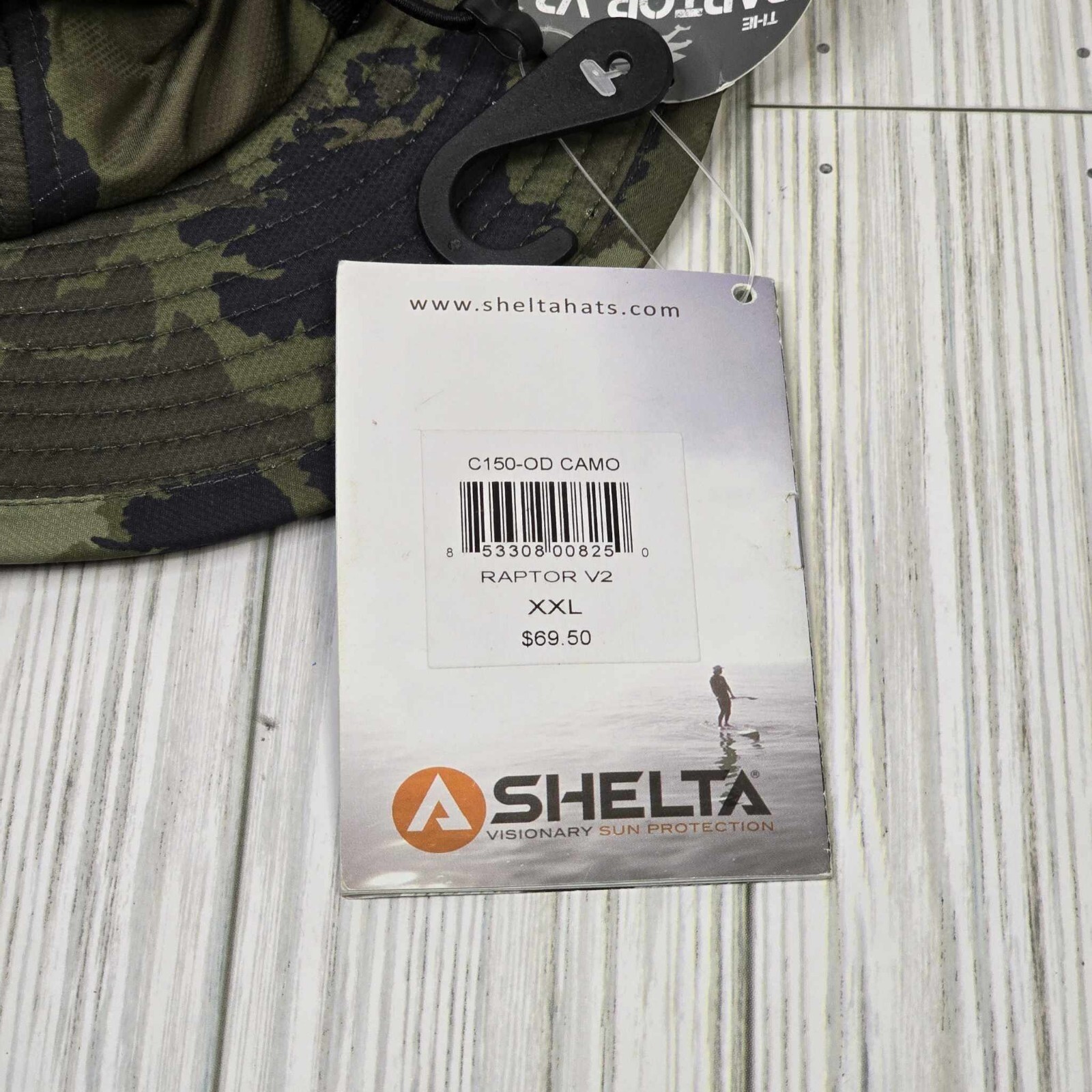 Shelta Raptor V2 Sun Hat Green Camo No Flop 50+ UPF Men's XXL Performance C-150