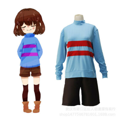 Undertale Chara/Frisk Cosplay Costume Shirt + Shorts Pants Sweatshirt Pullover 