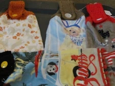 4 CROCHETED TOP HANGING KITCHEN TOWELS PLUSH  DOGS  DIFFERENT SEASONS