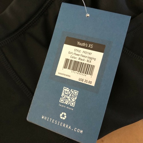 White Sierra Girls Leggings Fleece Lined Pockets Black Size XS - Picture 4 of 4