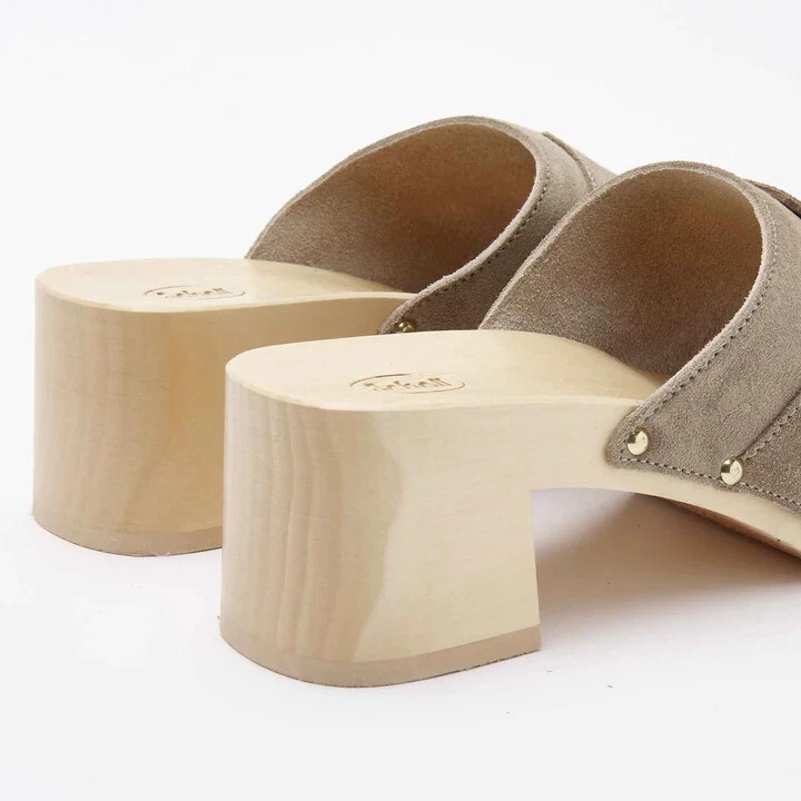 SCHOLL Sabot Femme En Daim Beige Pescura Sarah - Photo 3/4