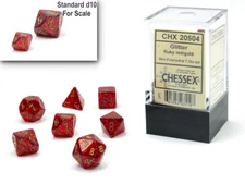 Chessex Mini Glitter Ruby Red/Gold Dice Set RPG D&D CHX20504
