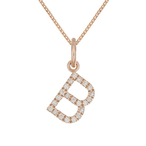 14 Karat Gelb Weiß oder Roségold Diamant Anfangsbuchstabe Charm Anhänger Halskette 18 Zoll - Bild 28 von 246