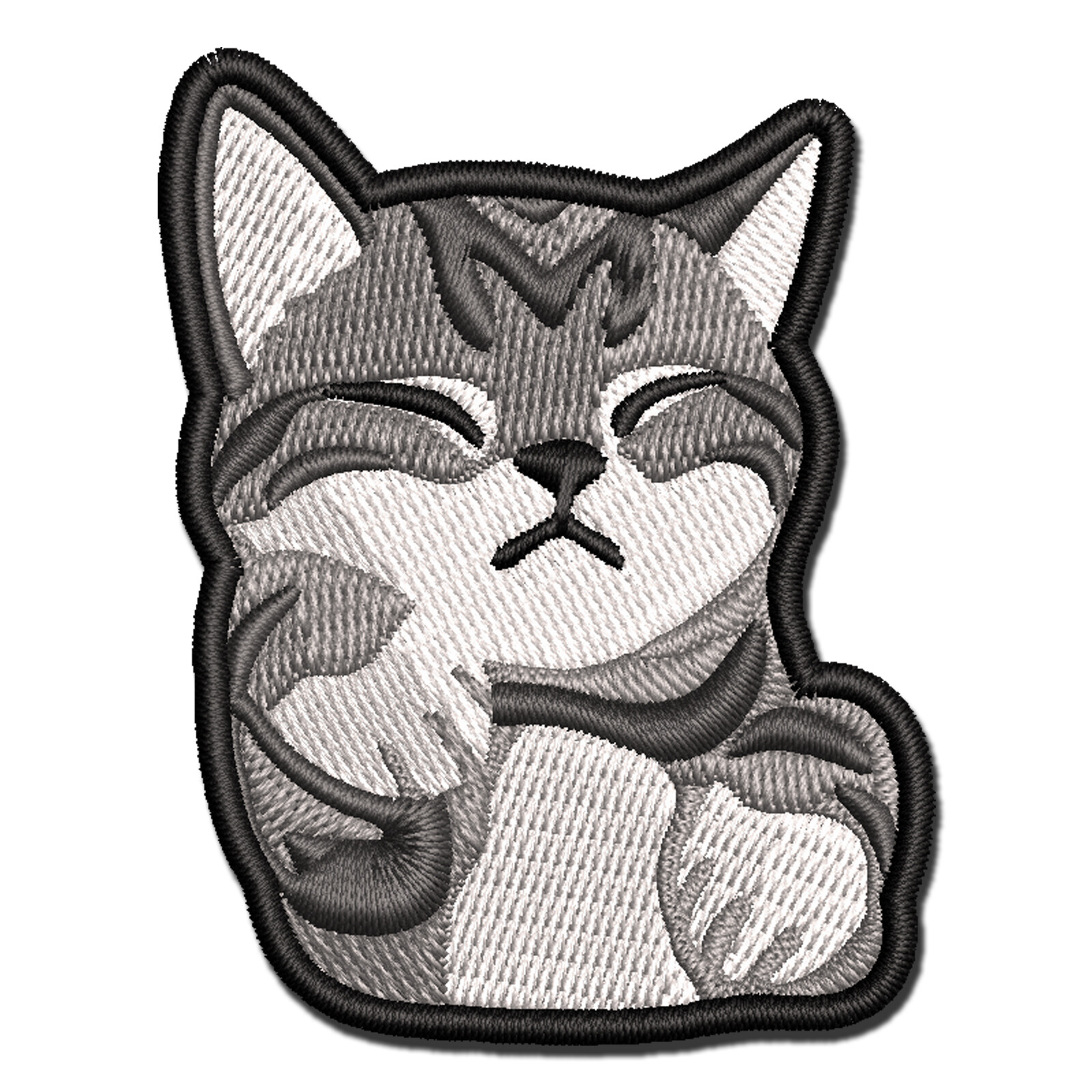 Sleeping Kitten Multi-Color Embroidered Iron-On Applique Patch