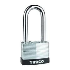 Timco Laminated Padlock Security Lock Sheds Gates Chains Zinc Long Shackle 50mm