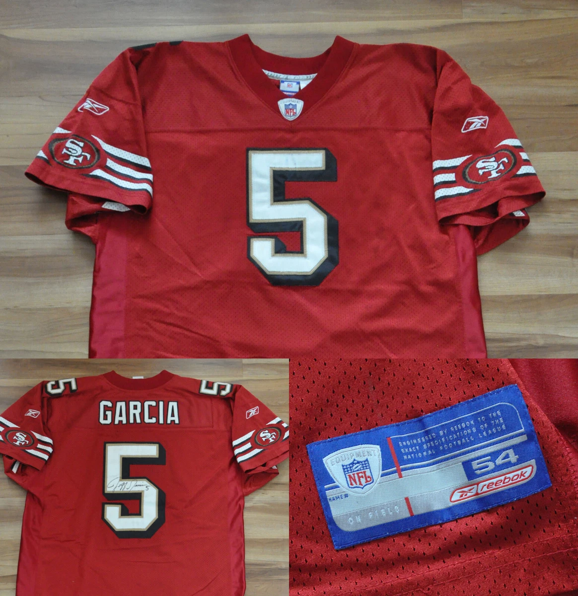 JEFF GARCIA SAN FRANCISCO 49ERS JERSEY RED REEBOK AUTHENTIC SEWN 54 2XL