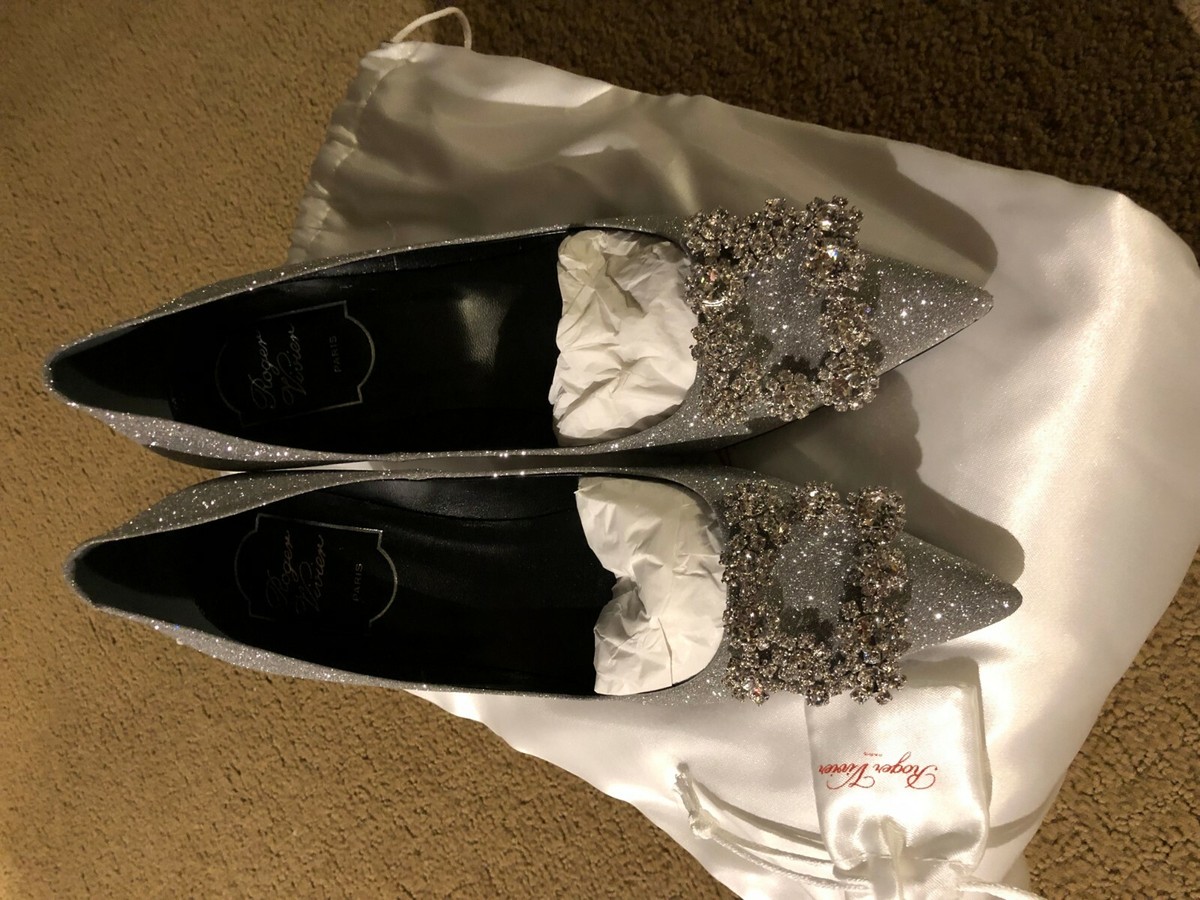 Roger Vivier★Flower Strass 65 パンプス New-Roger Vivier Flower Strass Pumps 65mm, Silver, Size 8B