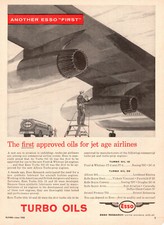 1958 vintage AD ESSO TURBO OILS , First for Jet Engines P&W JT-3 J-4 DC-8 062619