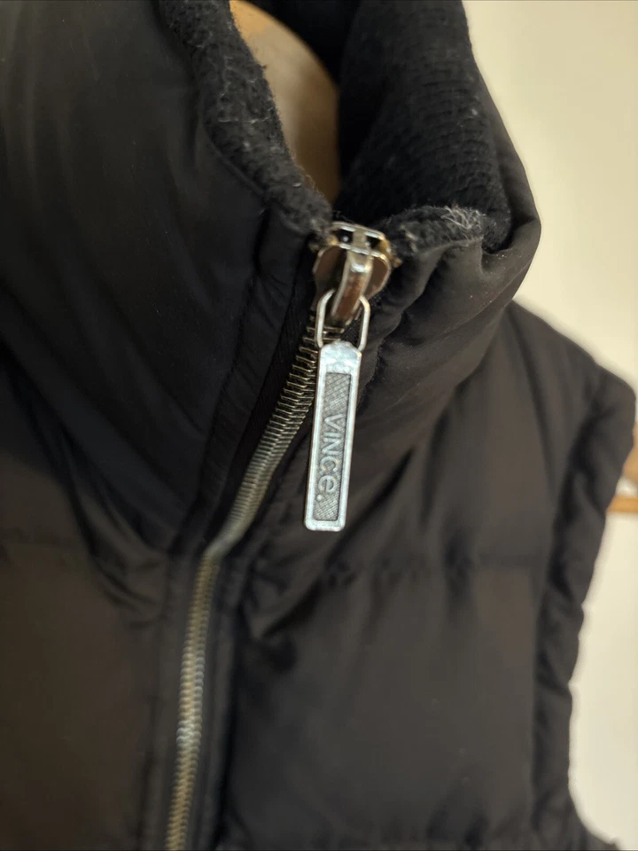 VINCE Chaleco Abombado Cremallera Completa Para Mujer Negro Lana Alpaca Lujo Preppy Foto 2 de 4