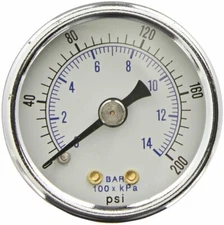 Heavy Duty Air Compressor Pressure Gauge 0-200 PSI 1/4 NPT Back Mount 2" Dial