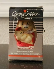 Caring Critter Chimer Mamma Bear Child Christmas Tree Ornament Bisque Porcelain
