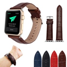 Crocodile Pattern Leather Band Strap for Apple Watch 9 8 7 6 5 SE 40/44/41/45mm