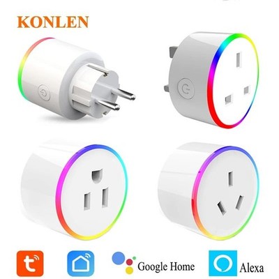 Tuya Smart WiFi Plug RGB Socket AU Remote Control Alexa Google