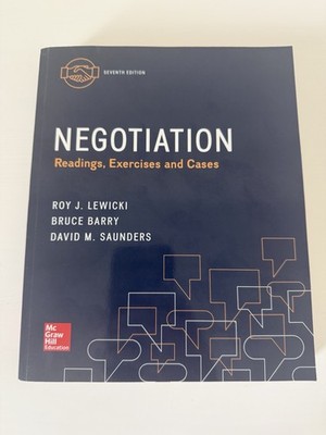 Negotiation: Readings Exercises and Cases 7th Edition Paperback Lewicki 