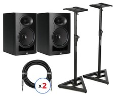 Kali Audio LP-8 V2 8-inch Powered Studio Monitor Pair with Stands and Cables -