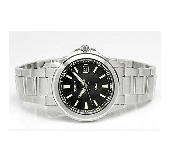 Seiko Solar Men Black Dial Watch  SBPN067 Stainless Steel SILVER - image 3 of 4