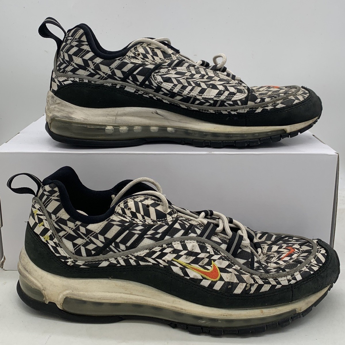 Nike Air Max 98 \'All Over Print\' AQ4130-100 Men\'s Size 12 NIKE AIR MAX 98 AOP WHITE/TEAM ORANGE-BLACK SIZE MEN main image 4