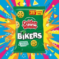 Golden Wonder Cheese & Onion Flavour Bikers Maize Snacks 22g 36 Pack