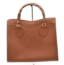 Borsa a mano vintage GUCCI [Rango A] Diana Bamboo borsa tote pelle marrone au...