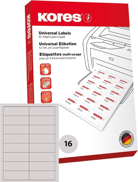 Kores Universal Etiketten AblöSbar 105 X 37 Mm Weiß 1.600 Etiketten-image