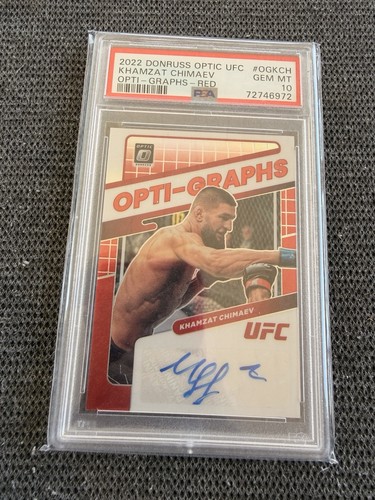 Panini 2022 UFC Khamzat Chimaev Opti-Graphs Red /49 PSA 10 Auto