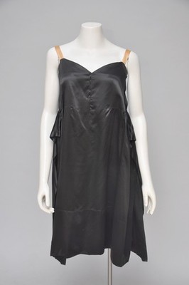 Antique VTG 1920s Black Silk Robe de Style Slip Dress Goth Unique XS/S
