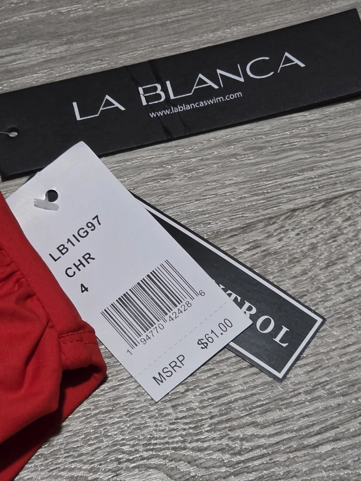 La Blanca Island Goddess Overlap Red Bikini Bottoms LB1IG97 Size 4 - Image 4 of 4