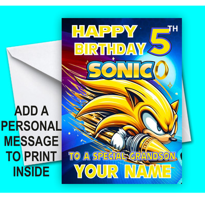 Personalisierte Sonic The Hedgehog Tails Knuckles Geburtstagskarte Sohn Enkel/GO