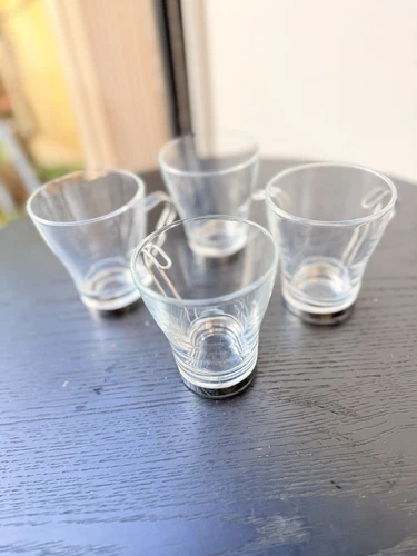 Vintage Vitrosax Italy Espresso Demitasse Coffee Cup Clear Glass Stainless