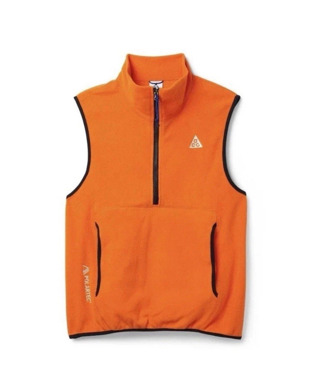Nike ACG Wolf Tree Men's Vest Polartec Size Medium Orange/Black