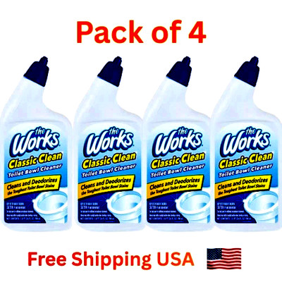 4 PACK, The Works Toilet Bowl Cleaner, Removes Stains, 24 Fl. Oz. bottles